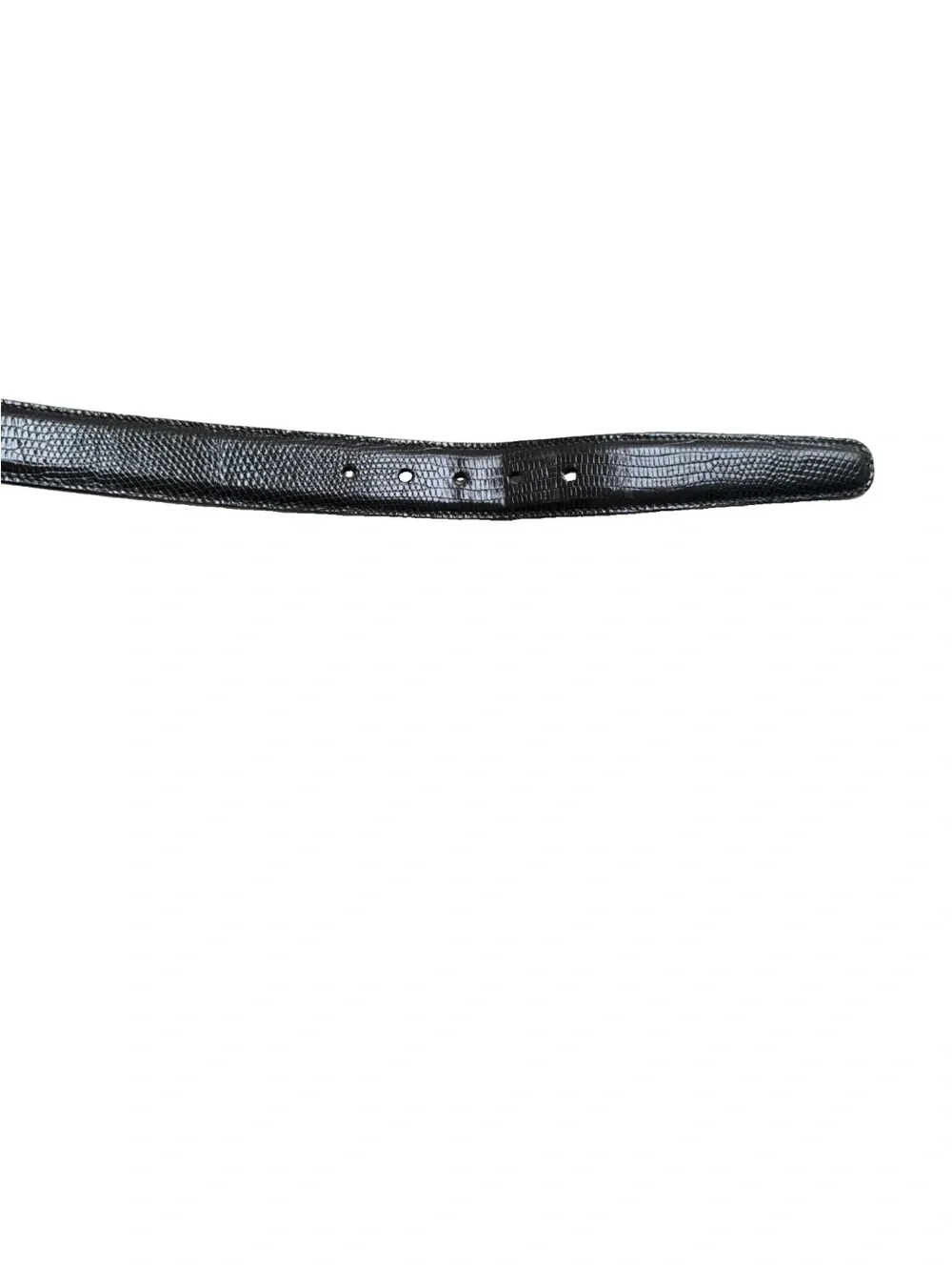 Trafalgar Premiere Java Lizard Leather Belt Mens 34 Black Gold Buckle Handmade